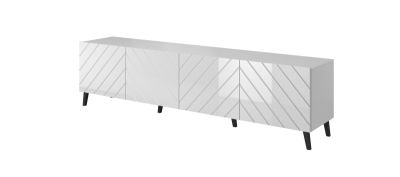 Elegantný TV stolík ABETO 200, biela - vysoký lesk