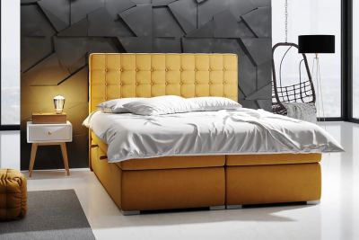 Kontinentálna posteľ BLAIR 160x200 magic velvet - žltá