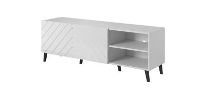 Elegantný TV stolík ABETO 150, biela - vysoký lesk