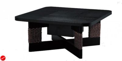 Štýlový stolík z dreveného masívu a výpletu z vodného hyacintu HDT 04